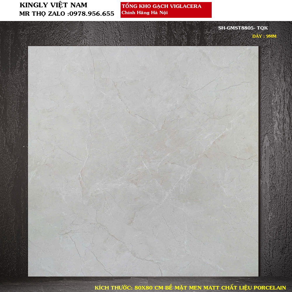 Gạch lát nền Viglacera men matt mịn 80X80 CM SH-GMST8805 Loại 1